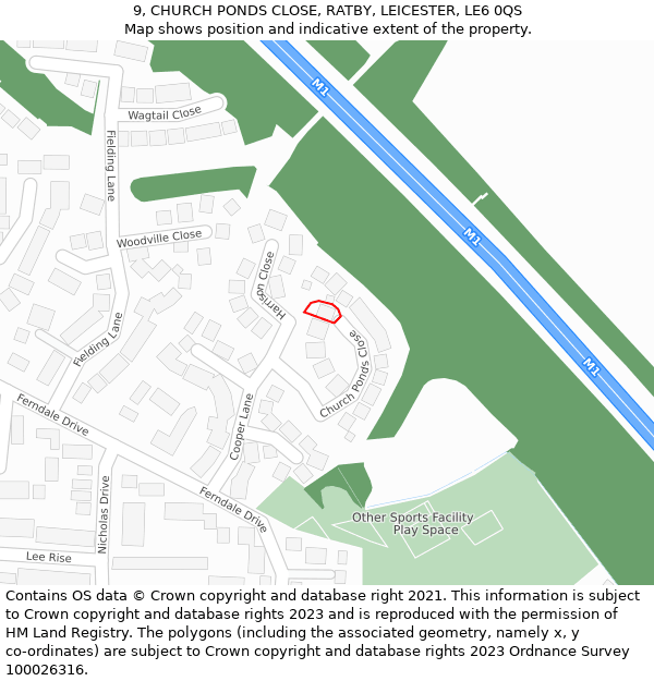 9, CHURCH PONDS CLOSE, RATBY, LEICESTER, LE6 0QS: Location map and indicative extent of plot