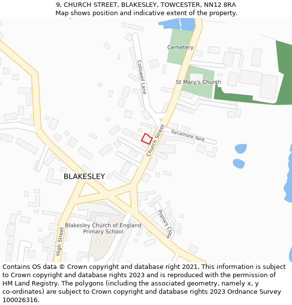 9, CHURCH STREET, BLAKESLEY, TOWCESTER, NN12 8RA: Location map and indicative extent of plot