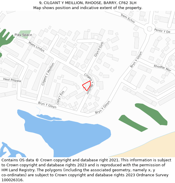 9, CILGANT Y MEILLION, RHOOSE, BARRY, CF62 3LH: Location map and indicative extent of plot