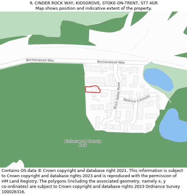 9, CINDER ROCK WAY, KIDSGROVE, STOKE-ON-TRENT, ST7 4GR: Location map and indicative extent of plot