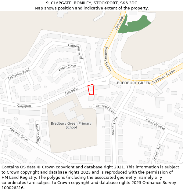 9, CLAPGATE, ROMILEY, STOCKPORT, SK6 3DG: Location map and indicative extent of plot