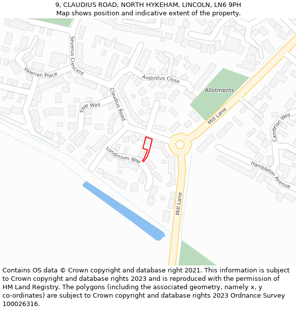 9, CLAUDIUS ROAD, NORTH HYKEHAM, LINCOLN, LN6 9PH: Location map and indicative extent of plot