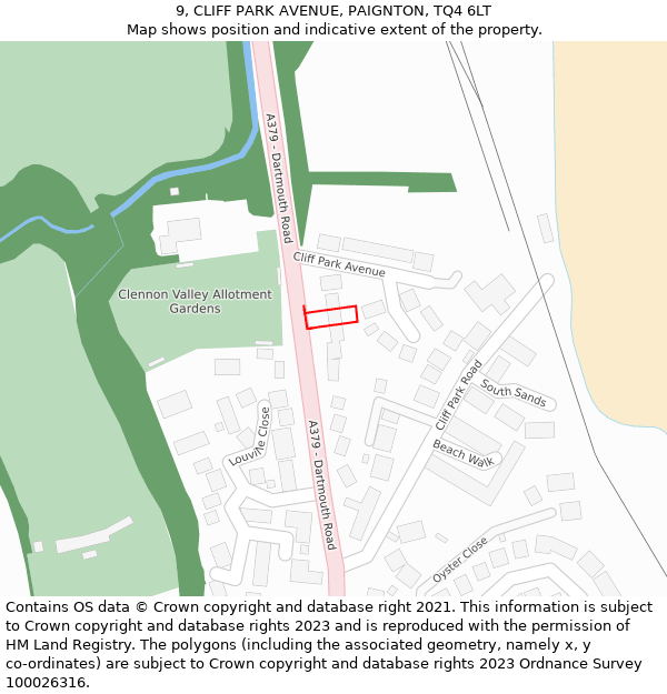 9, CLIFF PARK AVENUE, PAIGNTON, TQ4 6LT: Location map and indicative extent of plot