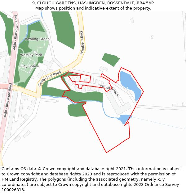 9, CLOUGH GARDENS, HASLINGDEN, ROSSENDALE, BB4 5AP: Location map and indicative extent of plot