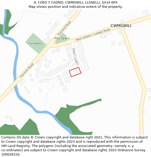 9, COED Y CADNO, CWMGWILI, LLANELLI, SA14 6PX: Location map and indicative extent of plot