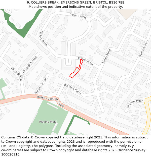 9, COLLIERS BREAK, EMERSONS GREEN, BRISTOL, BS16 7EE: Location map and indicative extent of plot