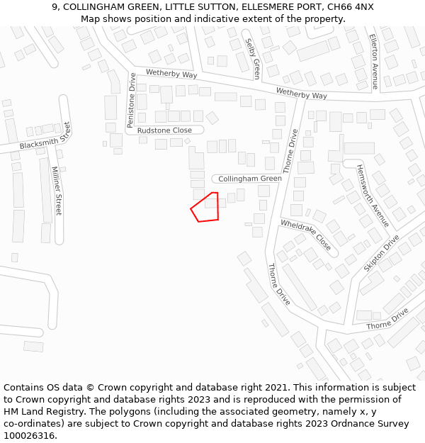 9, COLLINGHAM GREEN, LITTLE SUTTON, ELLESMERE PORT, CH66 4NX: Location map and indicative extent of plot