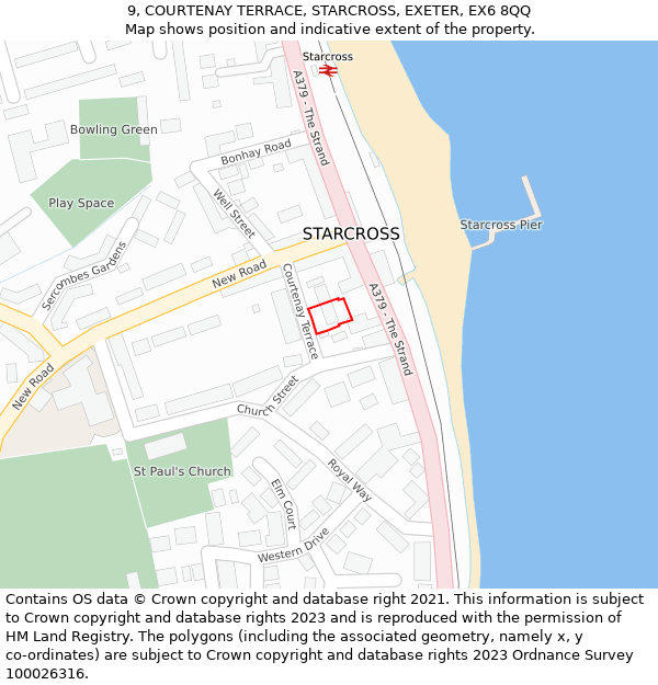 9, COURTENAY TERRACE, STARCROSS, EXETER, EX6 8QQ: Location map and indicative extent of plot
