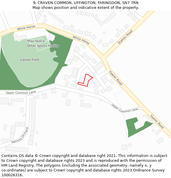 9, CRAVEN COMMON, UFFINGTON, FARINGDON, SN7 7RN: Location map and indicative extent of plot