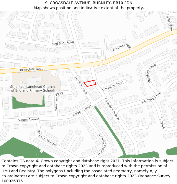 9, CROASDALE AVENUE, BURNLEY, BB10 2DN: Location map and indicative extent of plot