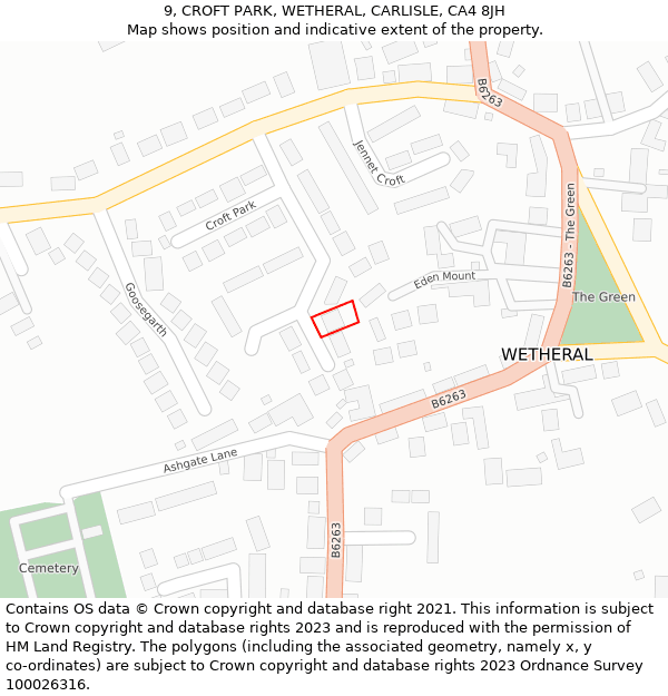 9, CROFT PARK, WETHERAL, CARLISLE, CA4 8JH: Location map and indicative extent of plot