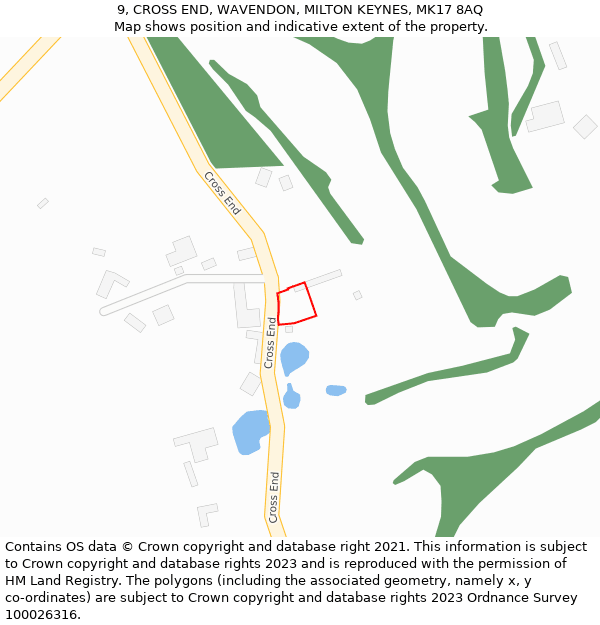 9, CROSS END, WAVENDON, MILTON KEYNES, MK17 8AQ: Location map and indicative extent of plot