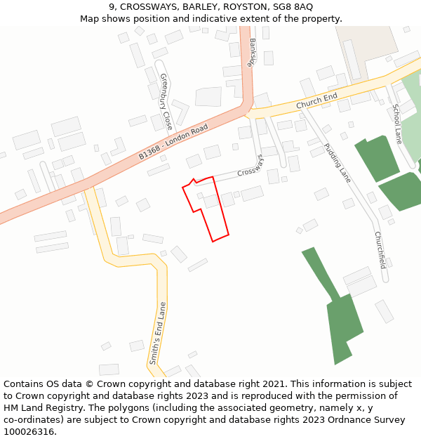 9, CROSSWAYS, BARLEY, ROYSTON, SG8 8AQ: Location map and indicative extent of plot