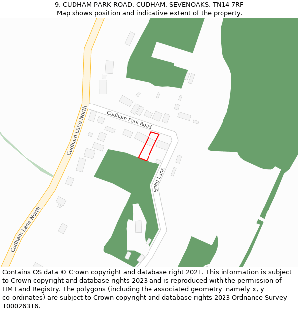 9, CUDHAM PARK ROAD, CUDHAM, SEVENOAKS, TN14 7RF: Location map and indicative extent of plot