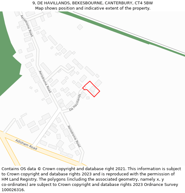 9, DE HAVILLANDS, BEKESBOURNE, CANTERBURY, CT4 5BW: Location map and indicative extent of plot