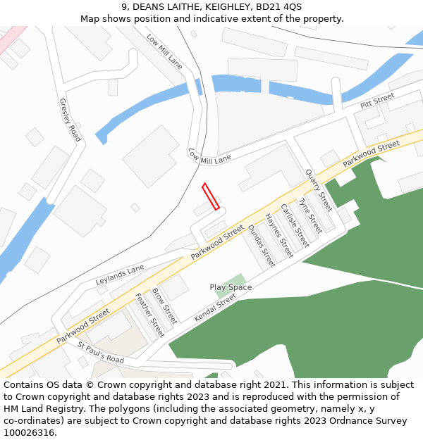 9, DEANS LAITHE, KEIGHLEY, BD21 4QS: Location map and indicative extent of plot