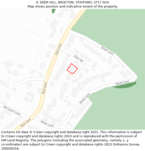 9, DEER HILL, BROCTON, STAFFORD, ST17 0UA: Location map and indicative extent of plot