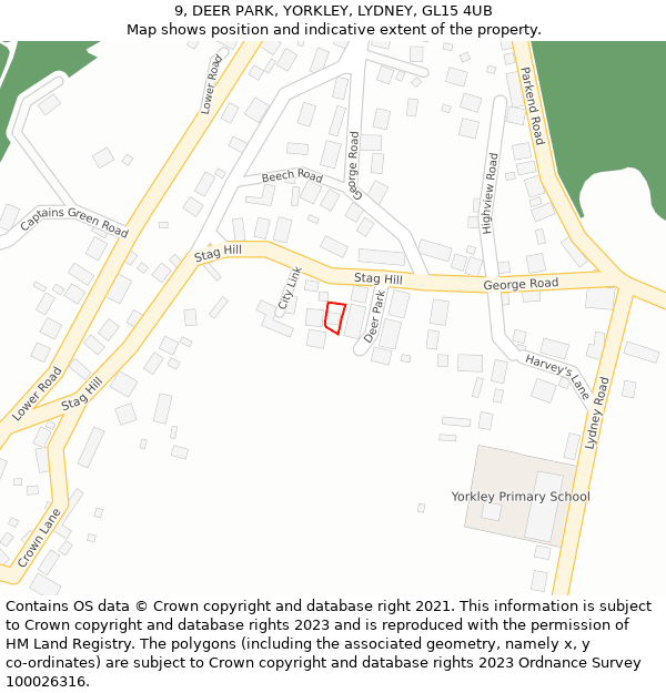 9, DEER PARK, YORKLEY, LYDNEY, GL15 4UB: Location map and indicative extent of plot