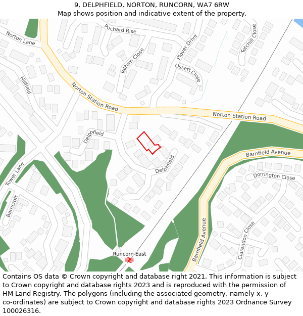 9, DELPHFIELD, NORTON, RUNCORN, WA7 6RW: Location map and indicative extent of plot