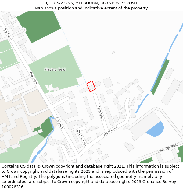 9, DICKASONS, MELBOURN, ROYSTON, SG8 6EL: Location map and indicative extent of plot