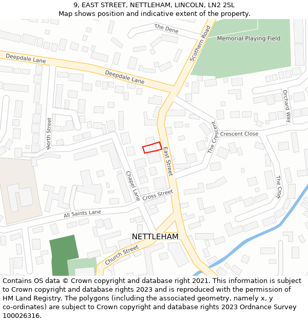 9, EAST STREET, NETTLEHAM, LINCOLN, LN2 2SL: Location map and indicative extent of plot