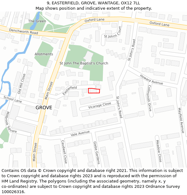 9, EASTERFIELD, GROVE, WANTAGE, OX12 7LL: Location map and indicative extent of plot