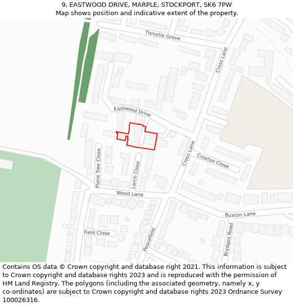 9, EASTWOOD DRIVE, MARPLE, STOCKPORT, SK6 7PW: Location map and indicative extent of plot