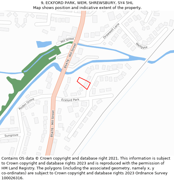 9, ECKFORD PARK, WEM, SHREWSBURY, SY4 5HL: Location map and indicative extent of plot