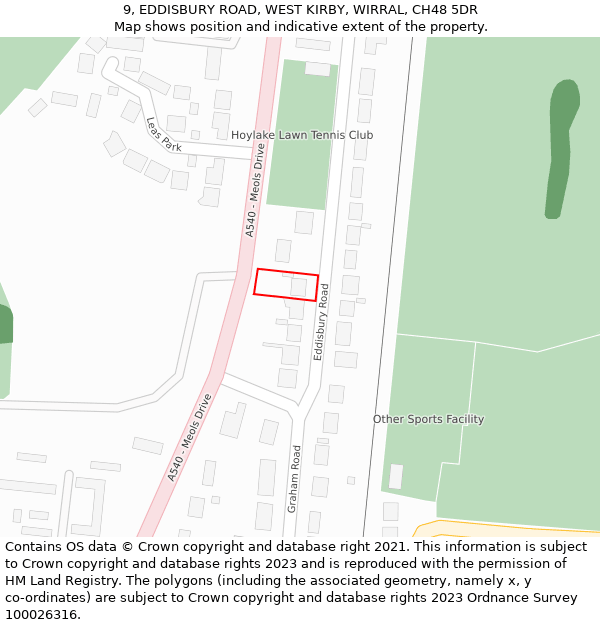 9, EDDISBURY ROAD, WEST KIRBY, WIRRAL, CH48 5DR: Location map and indicative extent of plot