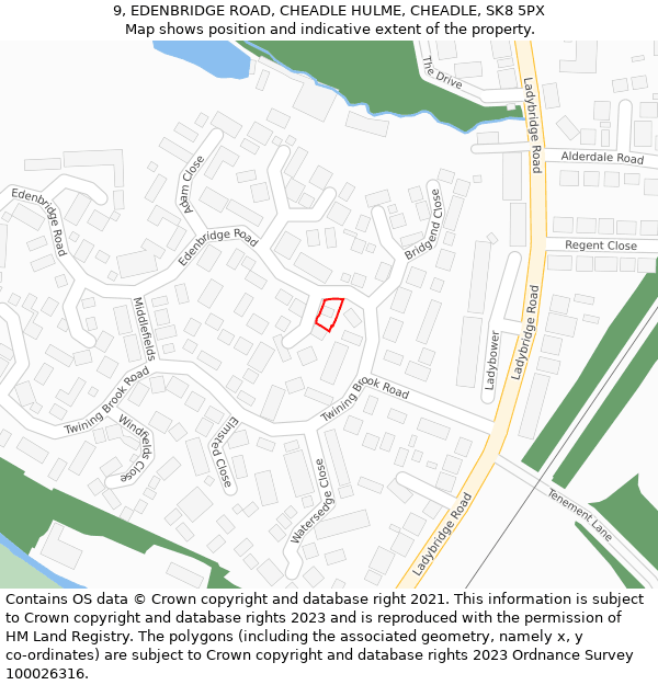 9, EDENBRIDGE ROAD, CHEADLE HULME, CHEADLE, SK8 5PX: Location map and indicative extent of plot