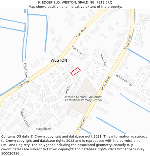 9, EDGEFIELD, WESTON, SPALDING, PE12 6RQ: Location map and indicative extent of plot