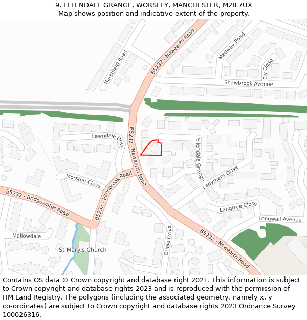 9, ELLENDALE GRANGE, WORSLEY, MANCHESTER, M28 7UX: Location map and indicative extent of plot