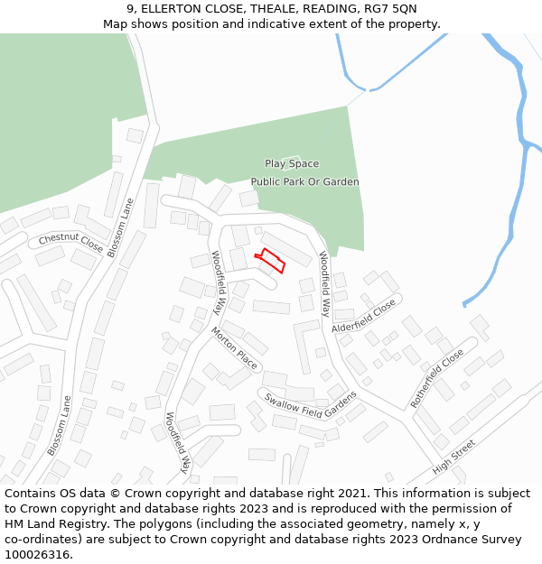 9, ELLERTON CLOSE, THEALE, READING, RG7 5QN: Location map and indicative extent of plot