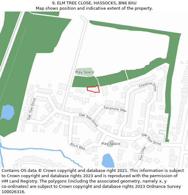 9, ELM TREE CLOSE, HASSOCKS, BN6 8AU: Location map and indicative extent of plot