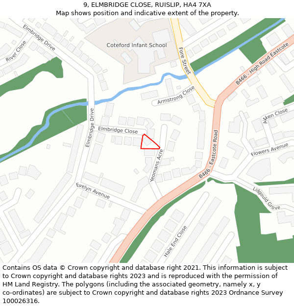9, ELMBRIDGE CLOSE, RUISLIP, HA4 7XA: Location map and indicative extent of plot