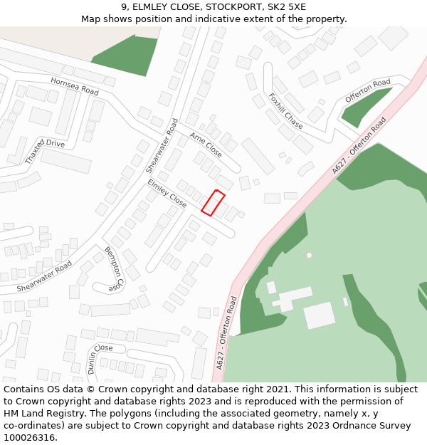 9, ELMLEY CLOSE, STOCKPORT, SK2 5XE: Location map and indicative extent of plot