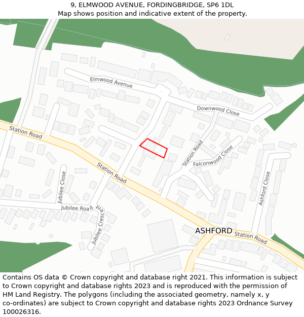 9, ELMWOOD AVENUE, FORDINGBRIDGE, SP6 1DL: Location map and indicative extent of plot