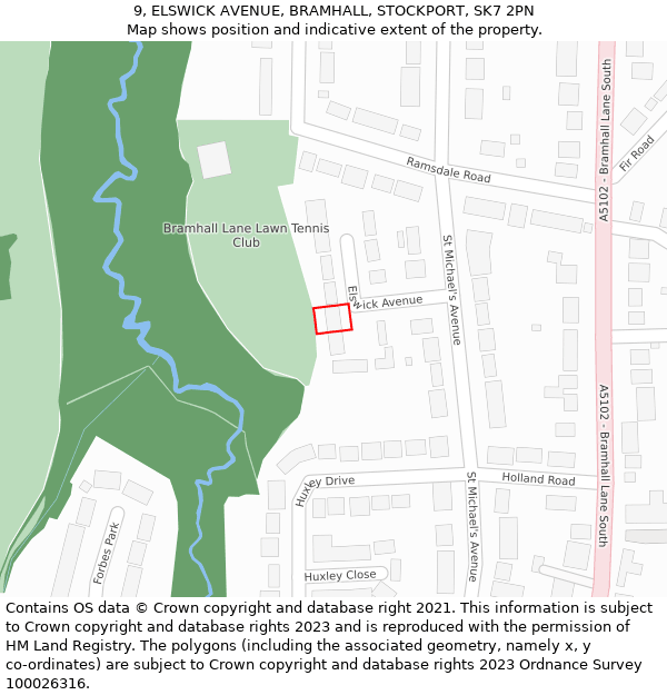 9, ELSWICK AVENUE, BRAMHALL, STOCKPORT, SK7 2PN: Location map and indicative extent of plot