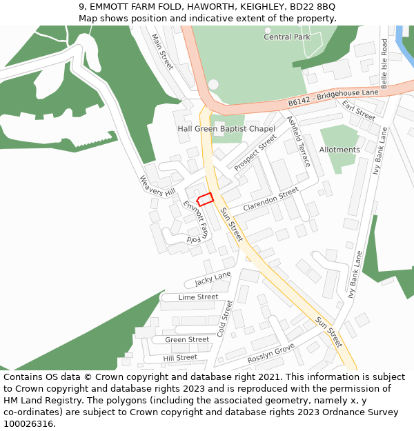 9, EMMOTT FARM FOLD, HAWORTH, KEIGHLEY, BD22 8BQ: Location map and indicative extent of plot