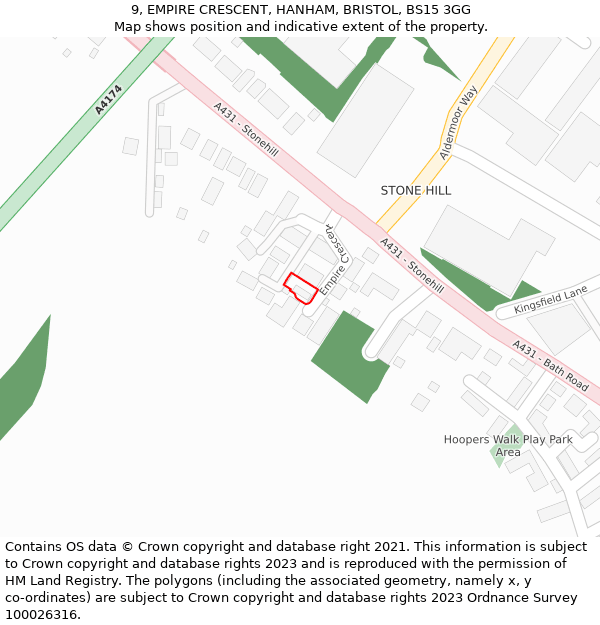 9, EMPIRE CRESCENT, HANHAM, BRISTOL, BS15 3GG: Location map and indicative extent of plot