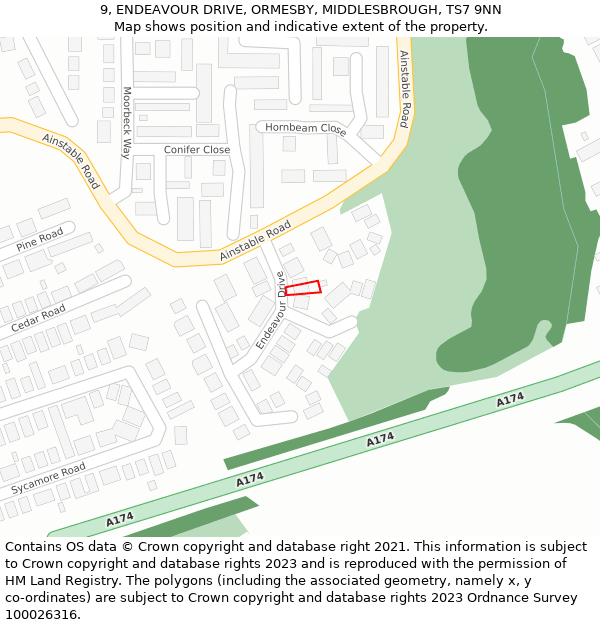 9, ENDEAVOUR DRIVE, ORMESBY, MIDDLESBROUGH, TS7 9NN: Location map and indicative extent of plot