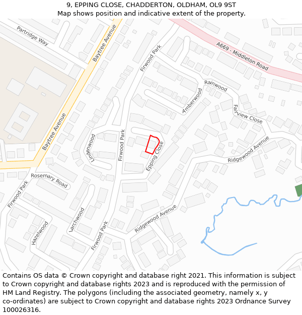 9, EPPING CLOSE, CHADDERTON, OLDHAM, OL9 9ST: Location map and indicative extent of plot