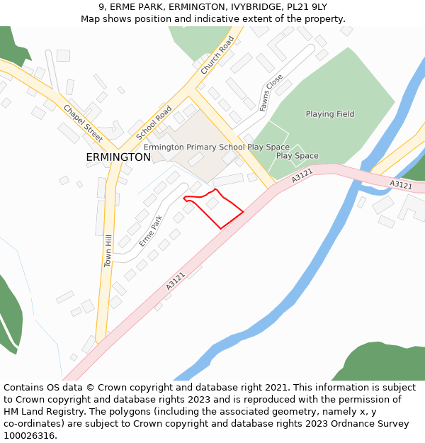 9, ERME PARK, ERMINGTON, IVYBRIDGE, PL21 9LY: Location map and indicative extent of plot