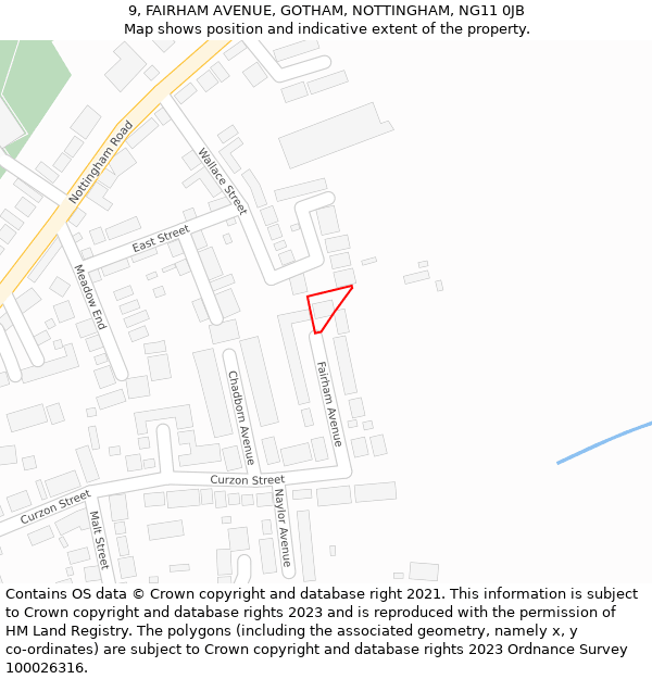 9, FAIRHAM AVENUE, GOTHAM, NOTTINGHAM, NG11 0JB: Location map and indicative extent of plot