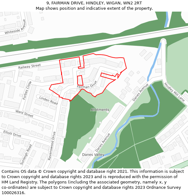 9, FAIRMAN DRIVE, HINDLEY, WIGAN, WN2 2RT: Location map and indicative extent of plot