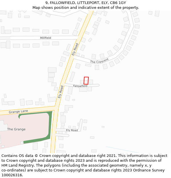 9, FALLOWFIELD, LITTLEPORT, ELY, CB6 1GY: Location map and indicative extent of plot