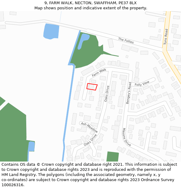 9, FARM WALK, NECTON, SWAFFHAM, PE37 8LX: Location map and indicative extent of plot