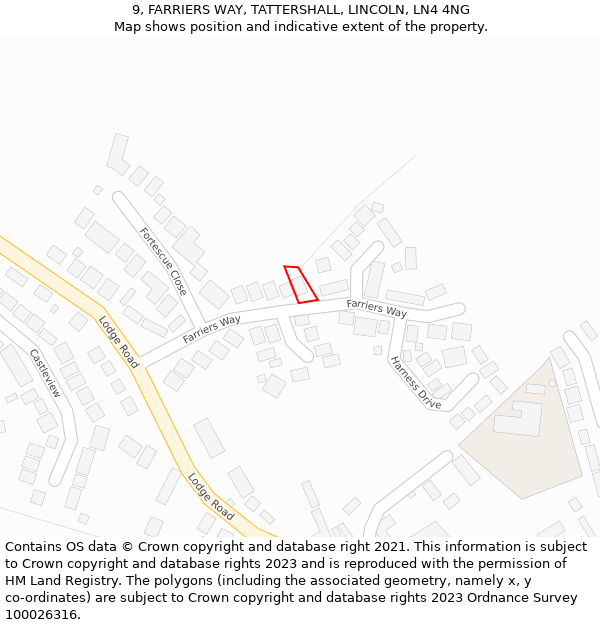 9, FARRIERS WAY, TATTERSHALL, LINCOLN, LN4 4NG: Location map and indicative extent of plot