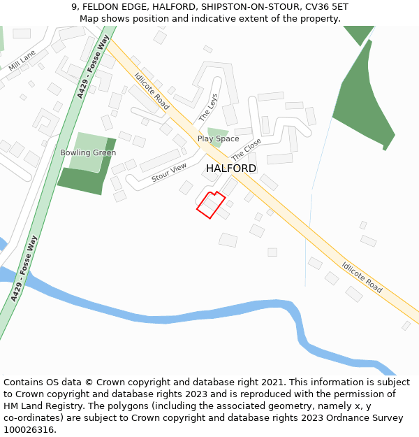 9, FELDON EDGE, HALFORD, SHIPSTON-ON-STOUR, CV36 5ET: Location map and indicative extent of plot