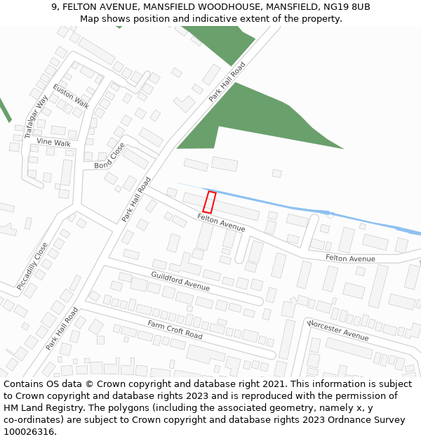 9, FELTON AVENUE, MANSFIELD WOODHOUSE, MANSFIELD, NG19 8UB: Location map and indicative extent of plot